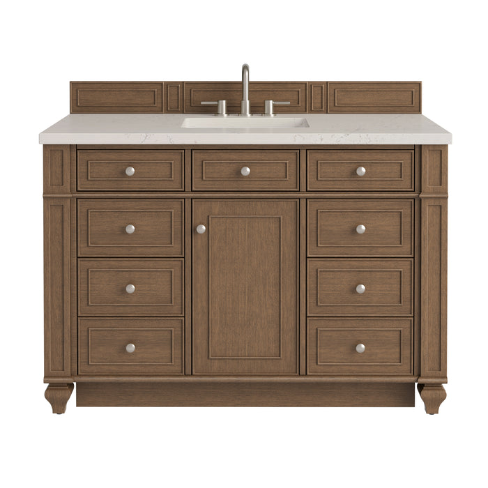 Bristol 48" Single Vanity, Saddle Brown w/ 3 CM Parisien Bleu Silestone Top