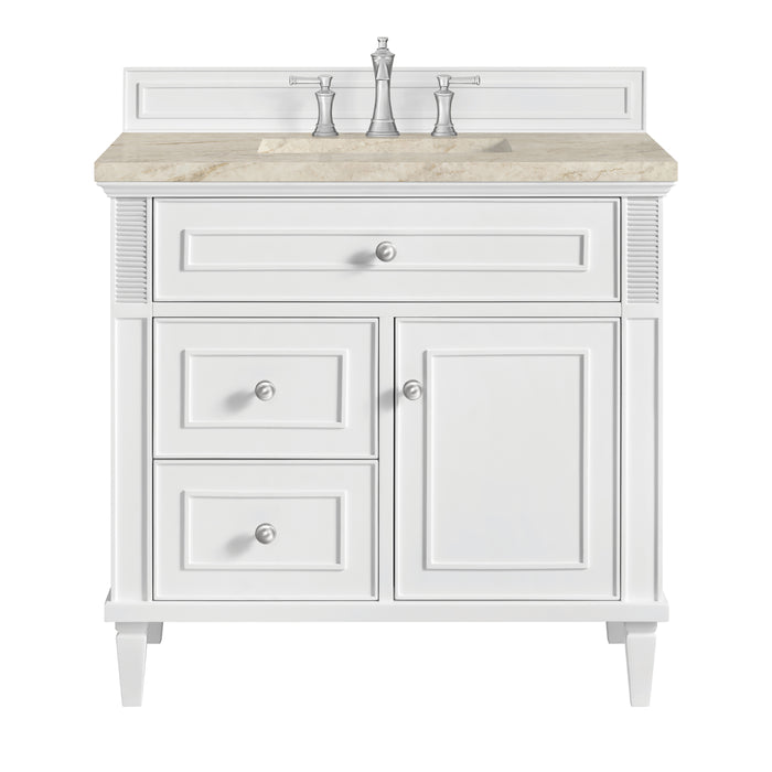 Lorelai 36" Single Vanity, Bright White, w/ 3 CM Tajnar Eclos Top