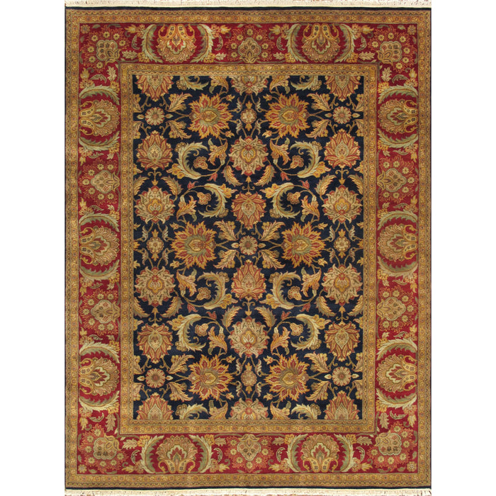 Pasargad Home Agra Collection Hand-Knotted Navy Lamb's Wool Area Rug- 9' 1" X 12' 1" 25681