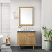 James Martin Laurent 36" Single Bathroom Vanity in Light Natural Oak, shown in a bathroom setting