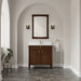 James Martin Kinnsden 36" Single Bathroom Vanity in Sable Oak, shown in a bathroom setting