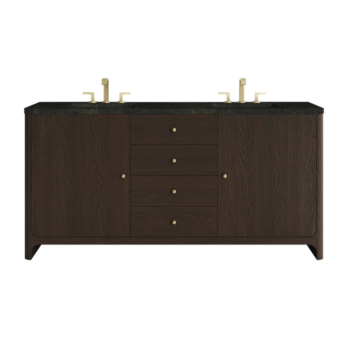Gracyn 72" Double Vanity, Sable, w/ 3 CM Siberian Silestone Top w/FreePower Wireless Charger