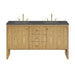 Hudson 60" Double Vanity, Light Natural Oak w/ Single Hole 3 CM White Zeus Top & Backsplash