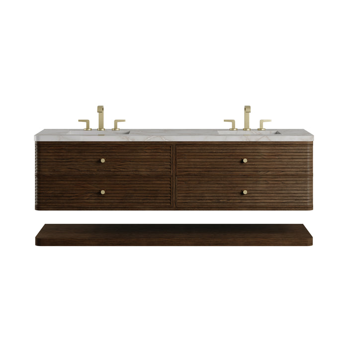 Allamari 72" Double Vanity, Sable w/ Single Hole 3 CM White Zeus Silestone Top