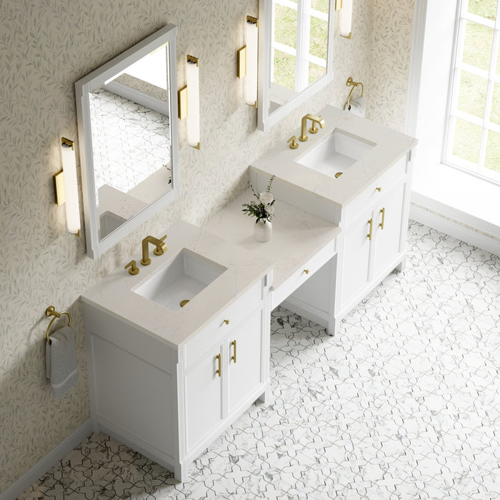 James Martin Vanities Bellshire 84" Dual Vanity Set with 24" Make-Up Counter