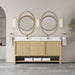 James Martin Marigot 72" Double Bathroom Vanity in Sunwashed Oak, shown in a bathroom setting