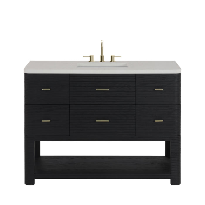 Lucian 48" Single Vanity, Carbon Oak, w/ 3 CM Siberian Silestone Widespread Top