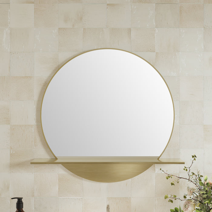 James Martin Platform 24" Mirror in Radiant Gold, shown in a bathroom setting