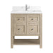 Breckenridge 30" Single Vanity, Whitewashed Oak w/ Single Hole 3CM White Zeus Silestone Top & Backsplash