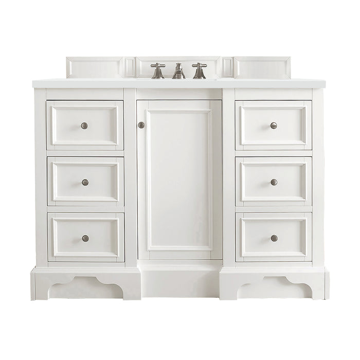De Soto 48" Single Vanity, Bright White w/ 3 CM White Zeus Silestone Top