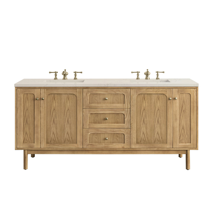 Laurent 72" Double Vanity, Light Natural Oak w/ 3 CM Charcoal Soapstone Top