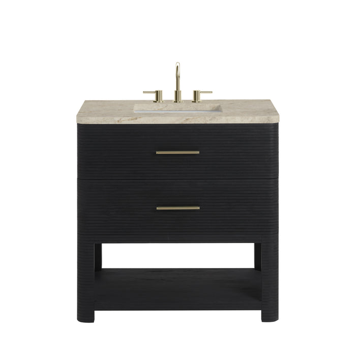 Lucian 36" Single Vanity, Carbon Oak, w/ 3 CM Tajnar Eclos Widespread Top