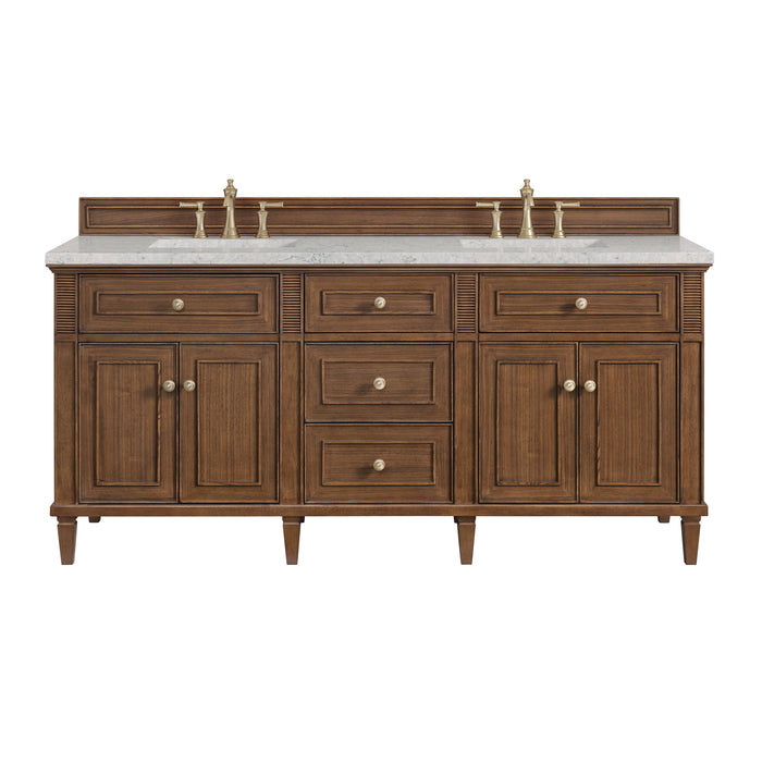 Lorelai 72" Double Vanity, Light Natural Oak, w/ 3 CM Siberian Silestone Top