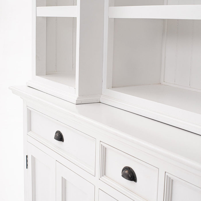 NovaSolo Halifax Kitchen Cabinet with Hutch 5 Doors 3 Drawers White BCA605