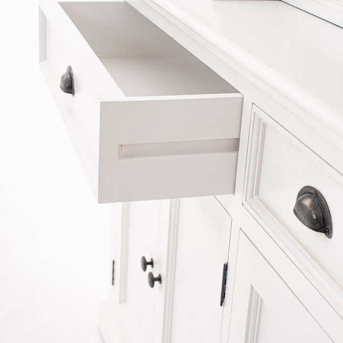 NovaSolo Halifax Kitchen Cabinet with Hutch 5 Doors 3 Drawers White BCA605