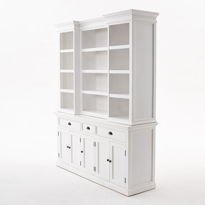 NovaSolo Halifax Kitchen Cabinet with Hutch 5 Doors 3 Drawers White BCA605