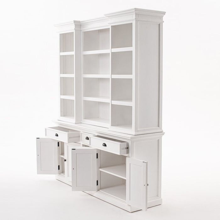 NovaSolo Halifax Kitchen Cabinet with Hutch 5 Doors 3 Drawers White BCA605