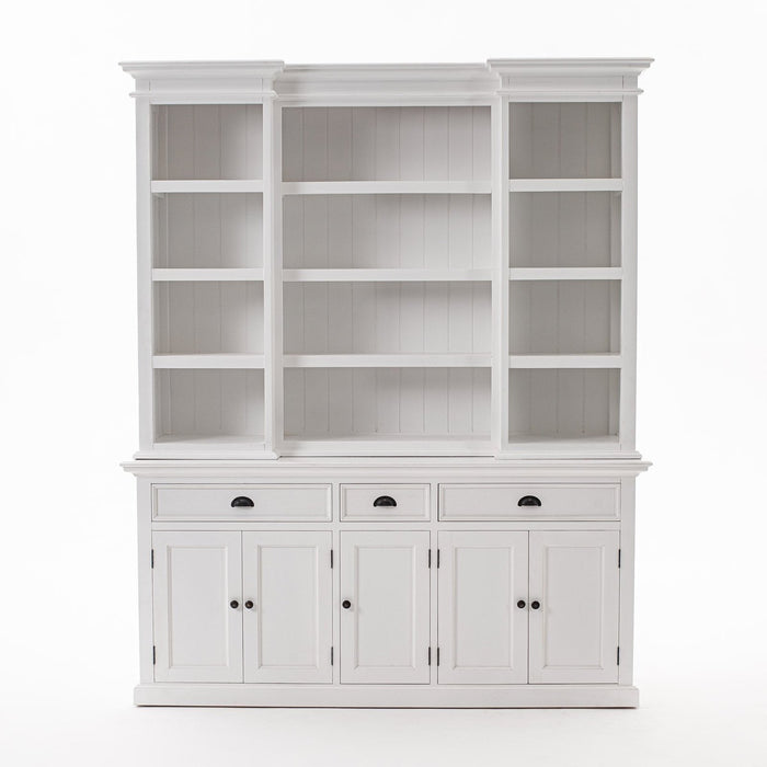 NovaSolo Halifax Kitchen Cabinet with Hutch 5 Doors 3 Drawers White BCA605