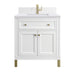 Chicago 30" Single Vanity, Glossy White, w/ Single Hole 3CM White Zeus Silestone® Top & Backsplash