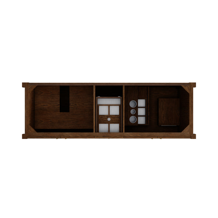 Kinnsden 72" Double Vanity, Weathered Oak w/ 3 CM Lime Delight Silestone Top