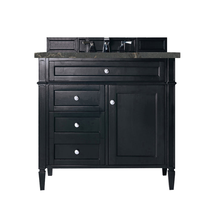 Brittany 36" Single Vanity, Black Onyx w/ 3 CM Parisien Bleu Silestone Top