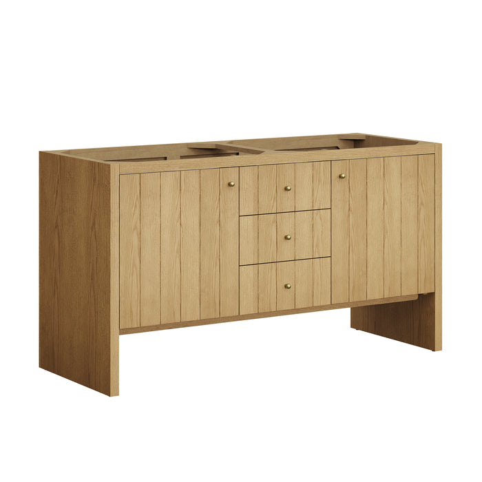 Hudson 60" Double Vanity, Light Natural Oak w/ 3 CM Parisien Bleu Top
