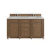 Bristol 60" Double Vanity, Saddle Brown w/ 3 CM Carrara Marble Top