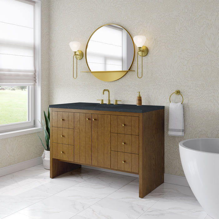 Hudson 48" Single Vanity, Light Natural Oak, w/ 3 CM Siberian Silestone Top w/FreePower Wireless Charger