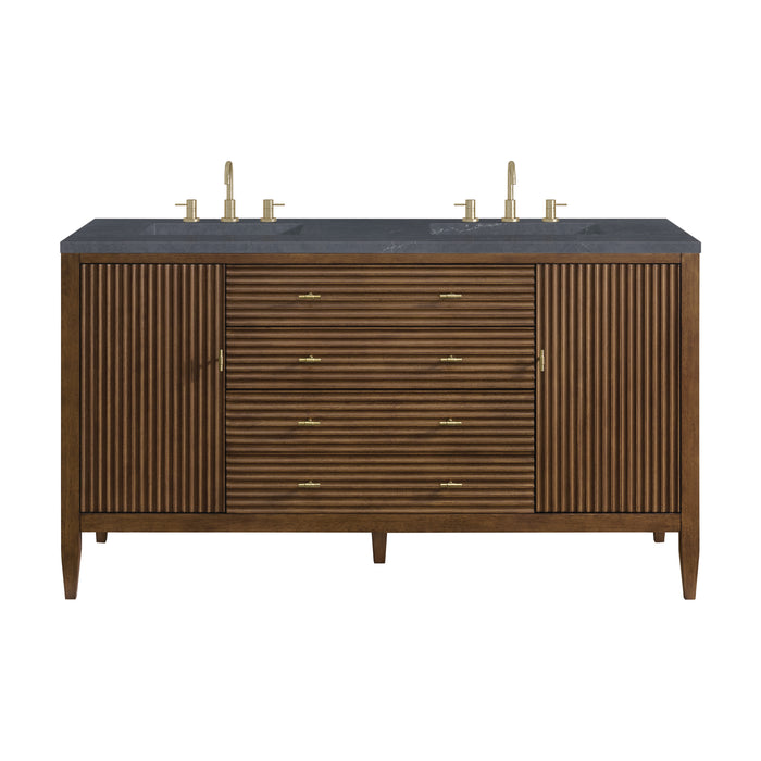 Myrrin 60" Double Vanity, Carbon Oak w/ 3 CM Victorian Silver Silestone Top