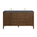 Myrrin 60" Double Vanity, Carbon Oak w/ 3 CM Victorian Silver Silestone Top