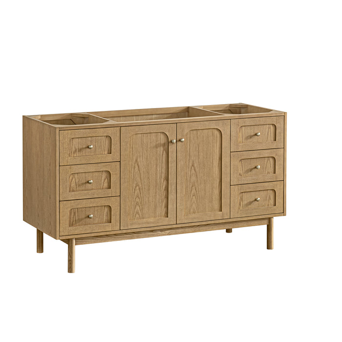 Laurent 60" Single Vanity, Honey Oak w/ 3 CM Eternal Jasmine Pearl Silestone Top w/FreePower Wireless Charger