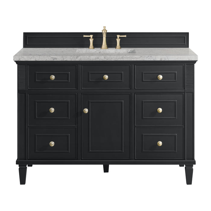 Lorelai 48" Single Vanity, Black Onyx w/ 3 CM Eternal Jasmine Pearl Silestone Top