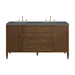 Myrrin 60" Double Vanity, Carbon Oak w/ 3 CM Parisien Bleu Silestone Top w/FreePower Wireless Charger