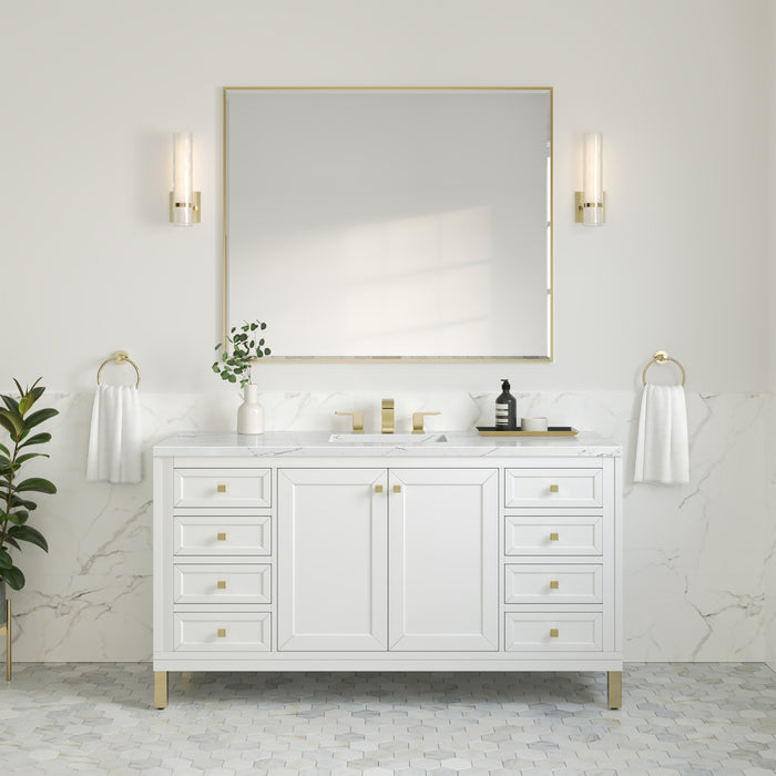 Chicago 60" Single Vanity, Walnut Whisper, w/ 3 CM Siberian Silestone Top
