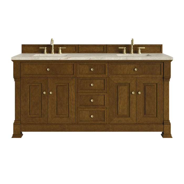 Brookfield 72" Double Vanity, Honey Oak, w/ 3 CM Phantome Eclos Top