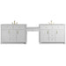 Bellshire 120" Dual Vanity Set with 24" Make-Up Counter, Bright White w/3 cm Ethereal Noctis Silestone Top