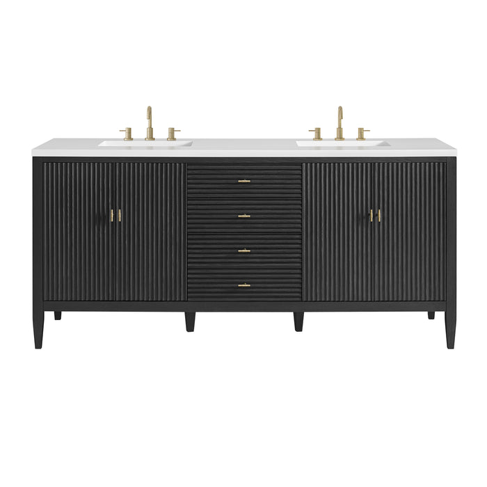 Myrrin 72" Double Vanity, Carbon Oak w/ 3 CM Lime Delight Silestone Top