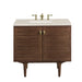 Amberly 36" Single Vanity, Mid-Century Walnut, w/ 3 CM Siberian Silestone Top