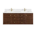 Amberly 60" Double Vanity, Mid-Century Walnut w/ Single Hole 3 CM White Zeus Top & Backsplash
