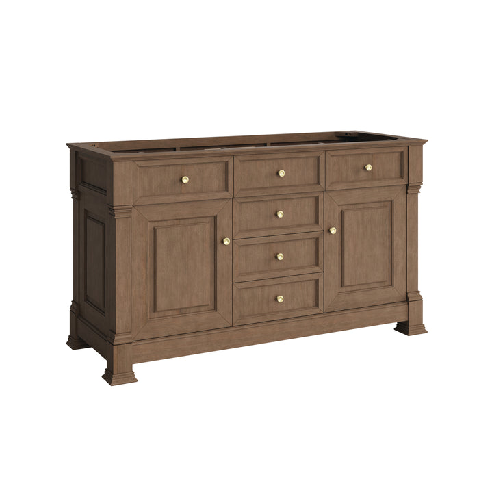 Brookfield 60" Double Vanity, Honey Oak w/ 3 CM Parisien Bleu Silestone Top