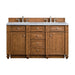 Bristol 60" Double Vanity, Saddle Brown w/ 3 CM Victorian Silver Silestone Top
