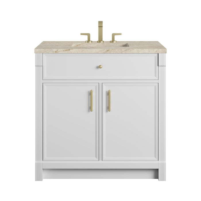 Bellshire 36" Single Vanity, Bright White w/ 3 CM Tajnar Eclos Top