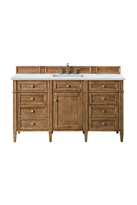 Brittany 60" Single Vanity, Saddle Brown, w/ 3 CM Siberian Silestone Top