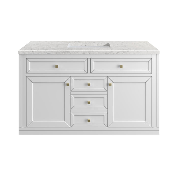 Chicago 48" Single Vanity, Glossy White, w/ 3 CM Eternal Jasmine Pearl Silestone® Top
