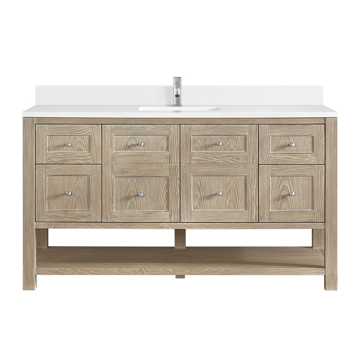 Breckenridge 60" Single Vanity, Smokey Celadon, w/ 3 CM Siberian Silestone Top w/FreePower Wireless Charger