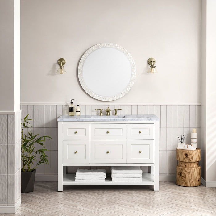 Breckenridge 48" Single Vanity, Serenity Blue, w/ 3 CM Siberian Silestone Top