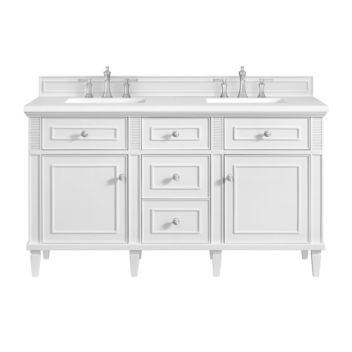 Lorelai 60" Double Vanity, Bright White w/ 3 CM Lime Delight Silestone Top