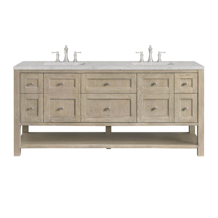 Breckenridge 72" Double Vanity, Smokey Celadon, w/ 3 CM Tajnar Eclos Top w/FreePower Wireless Charger