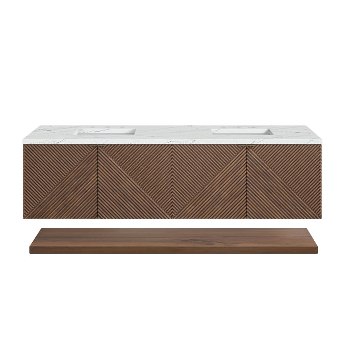 Marcello 72" Double Vanity, Chestnut w/ 3 CM Ethereal Noctis Top