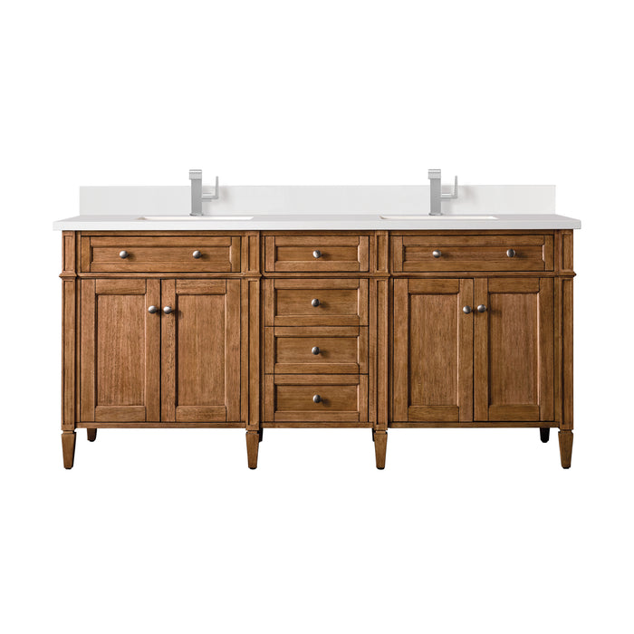 Brittany 72" Double Vanity Cabinet, Saddle Brown